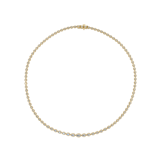 Graduated Pear Diamond Bezel Tennis Necklace