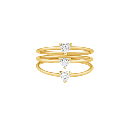 Heart Diamond Triple Stacking Ring