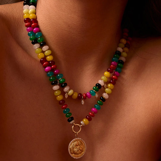 Lionheart- Rondelle Rainbow Bead Necklace