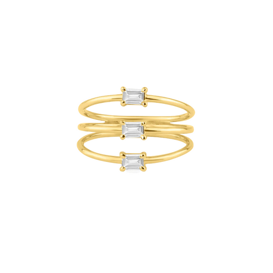 Emerald Diamond Triple Stacking Ring