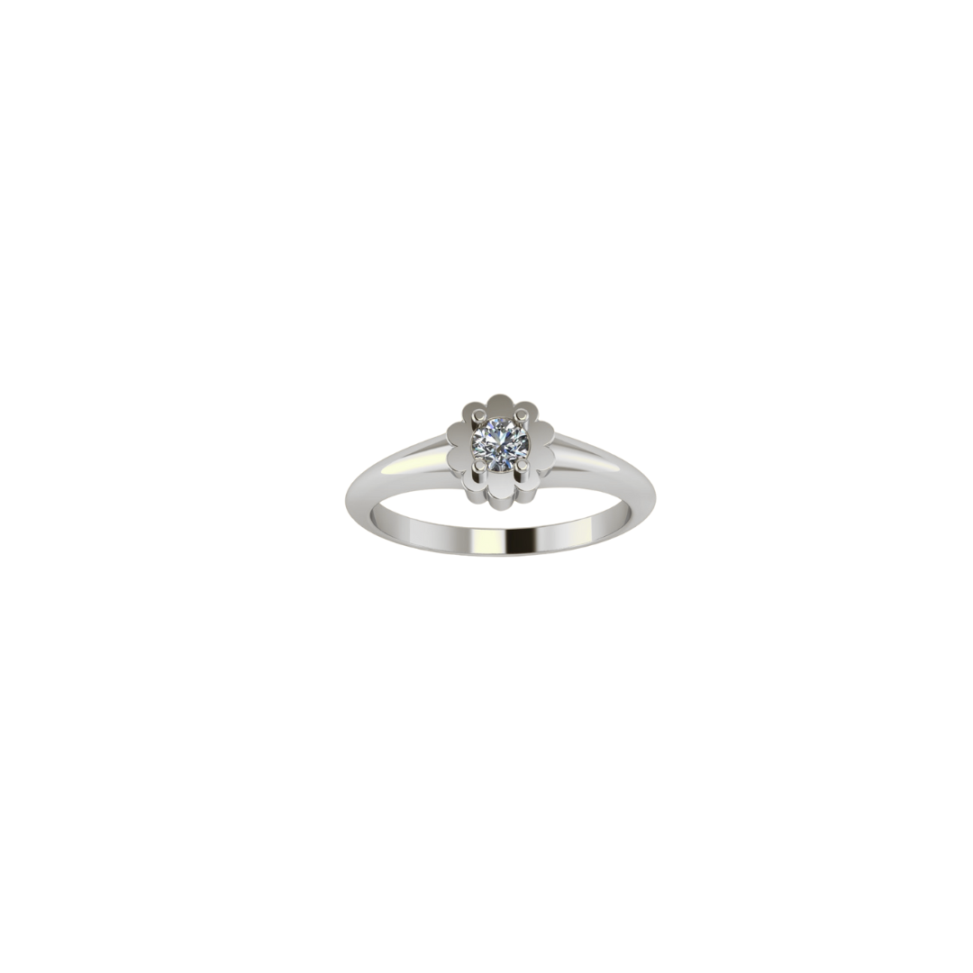 Diamond Petite Scalloped Pinky Ring