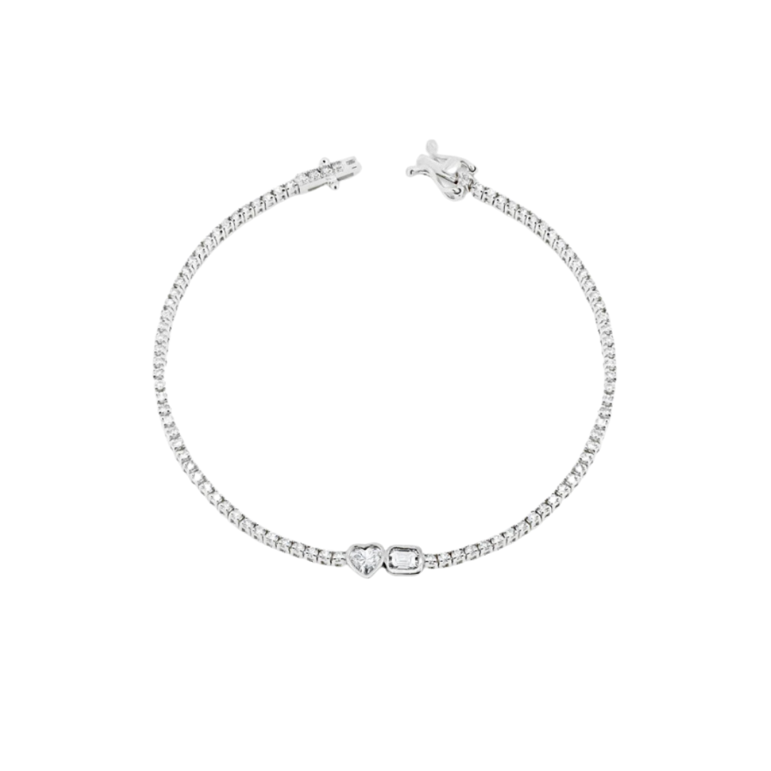 Bezel Toi et Moi Diamond Tennis Bracelet