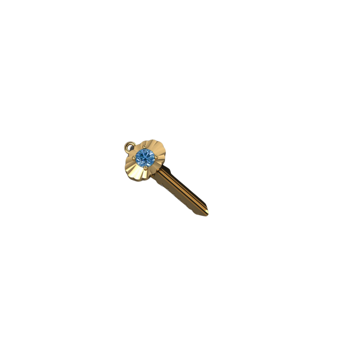 Blue Diamond Scalloped Key Pendant