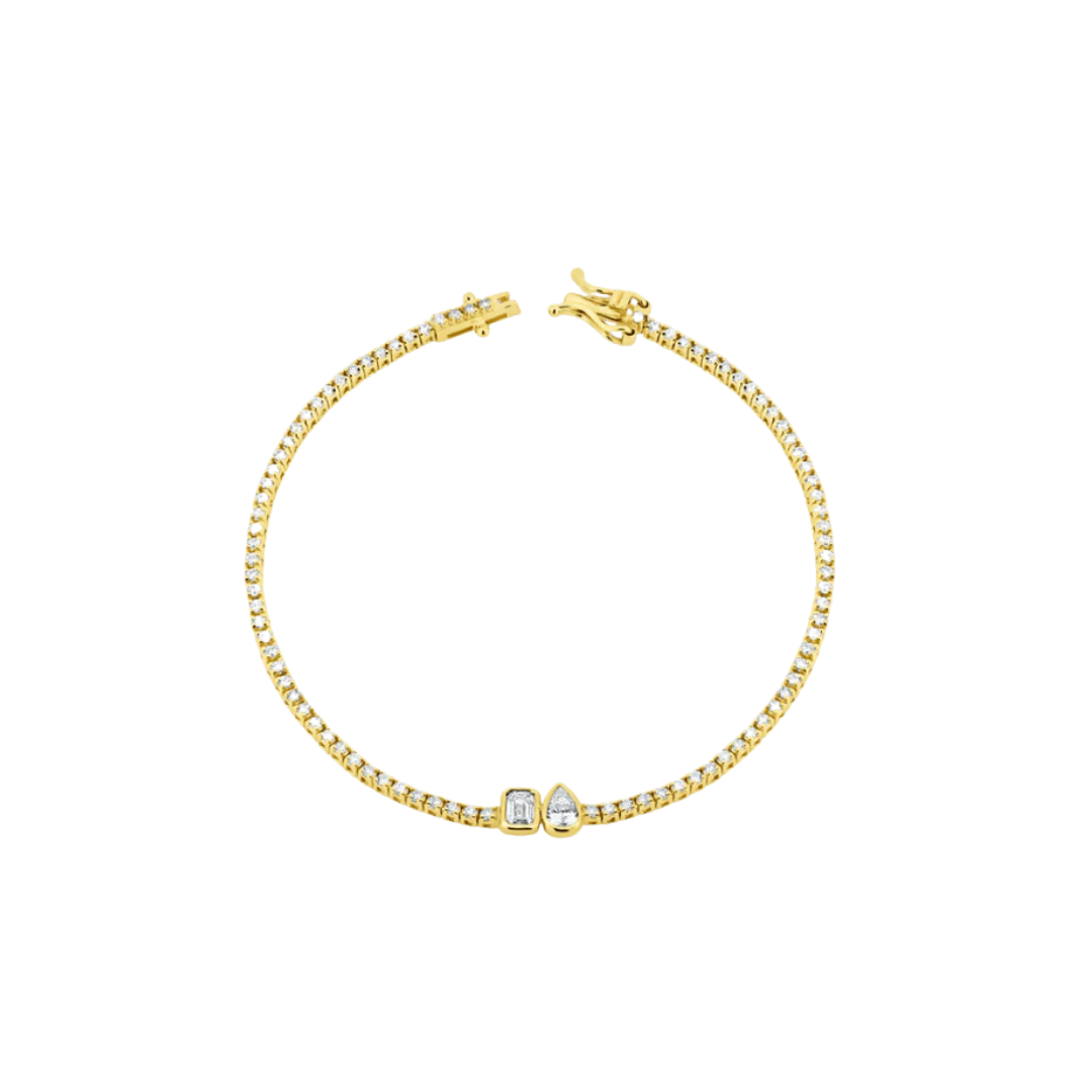 Bezel Toi et Moi Diamond Tennis Bracelet