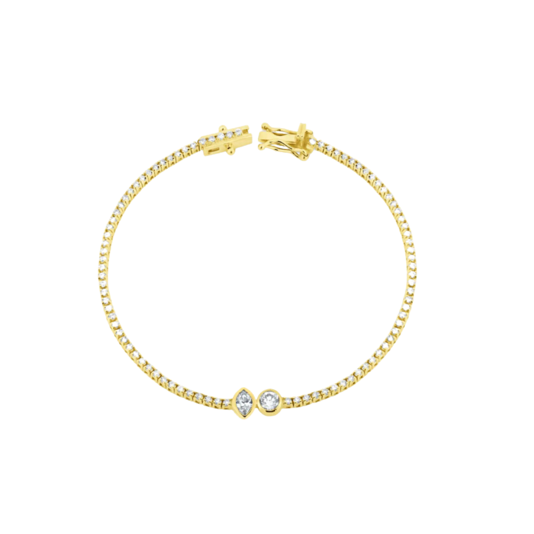 Bezel Toi et Moi Diamond Tennis Bracelet