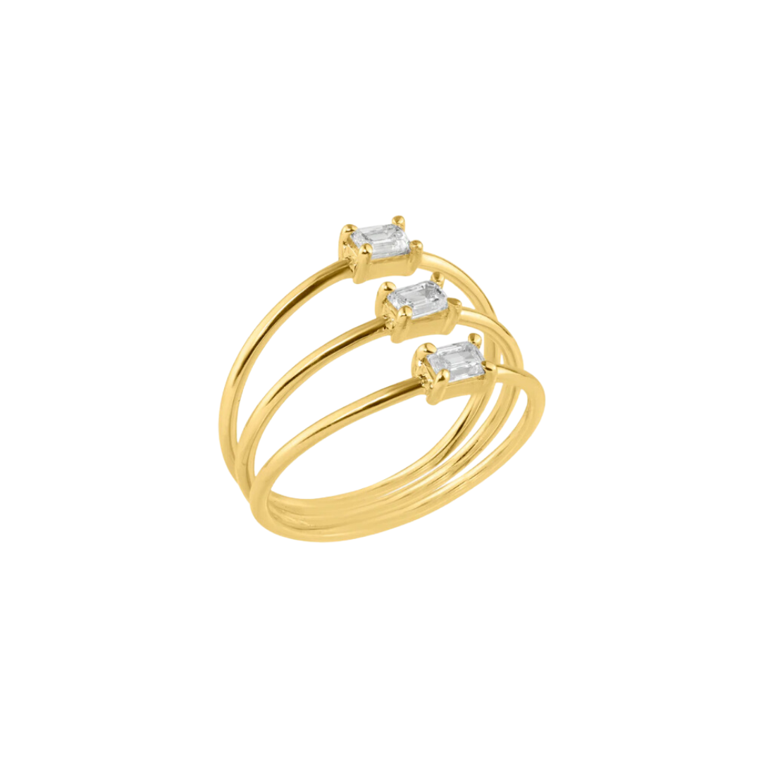 Emerald Diamond Triple Stacking Ring