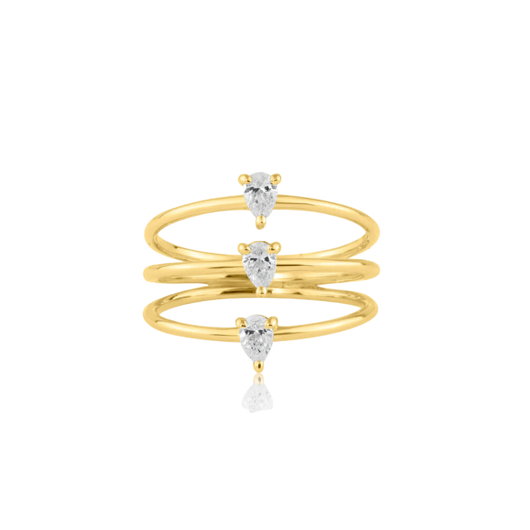 Pear Diamond Triple Stacking Ring