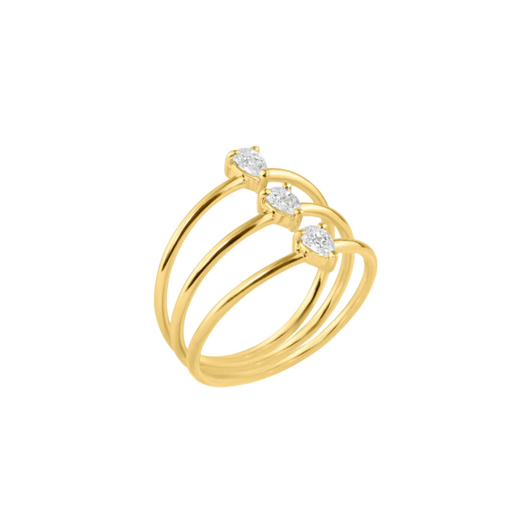 Pear Diamond Triple Stacking Ring