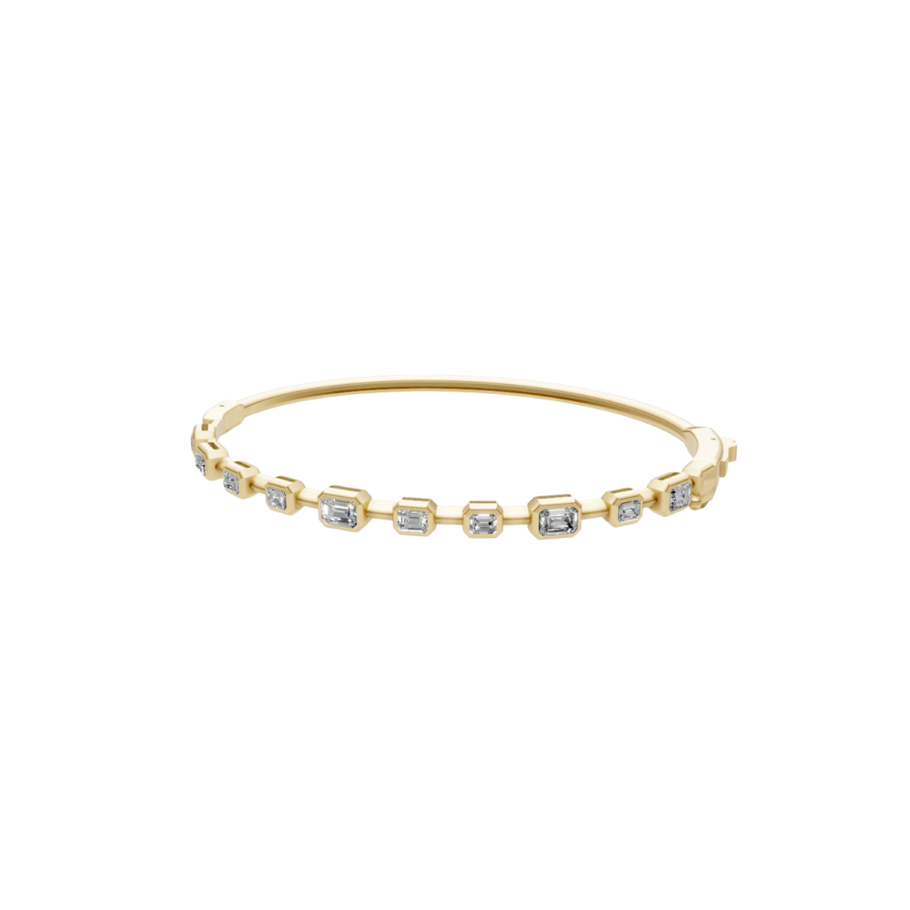 Bezel Emerald-Cut Diamond Bangle