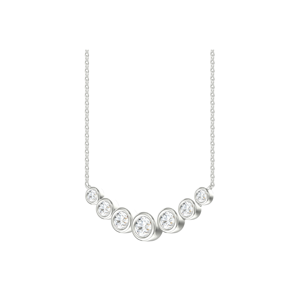 Graduated Bezel Diamond Pendant Necklace