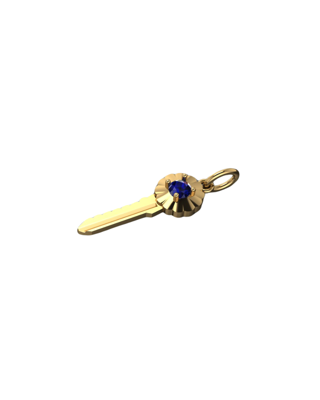 Blue Sapphire Scalloped Key Pendant