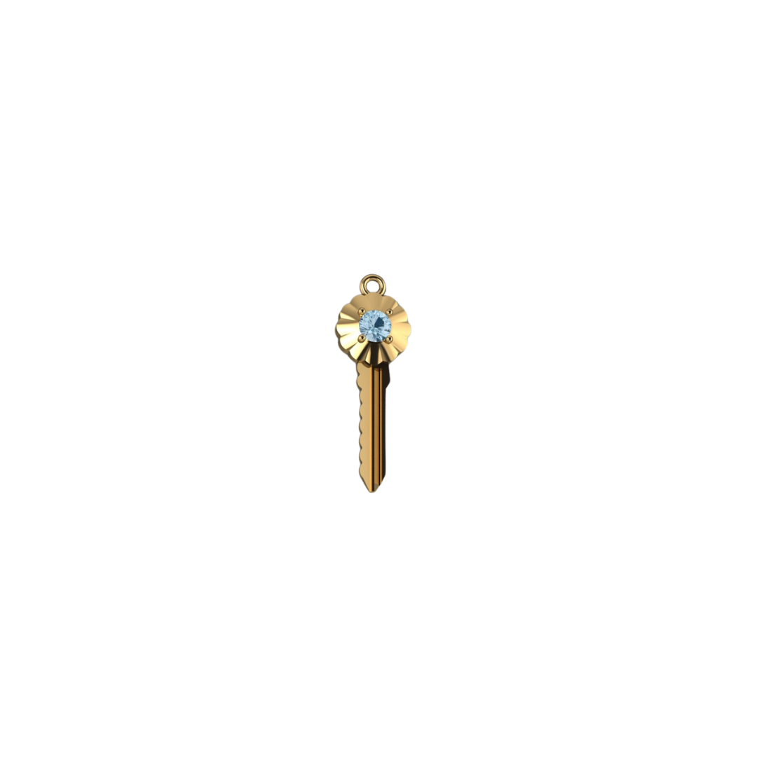 Blue Diamond Scalloped Key Pendant