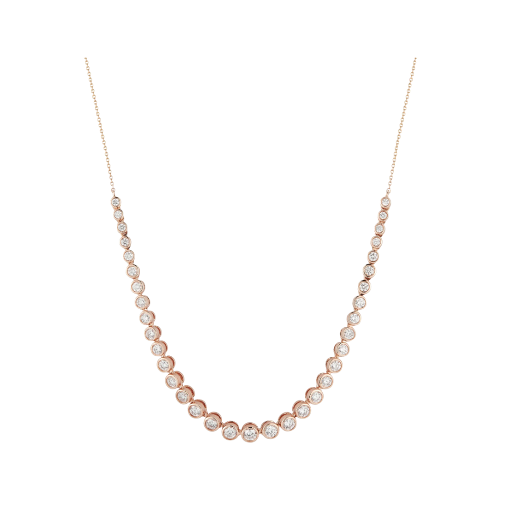 Graduate Bezel Diamond Line Tennis Necklace