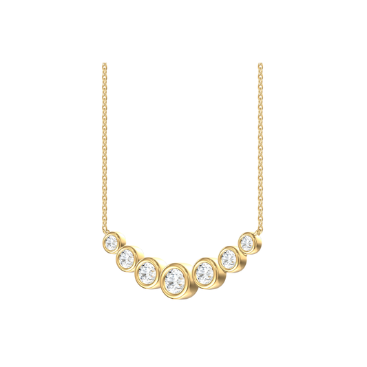 Graduated Bezel Diamond Pendant Necklace
