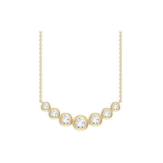 Graduated Bezel Diamond Pendant Necklace