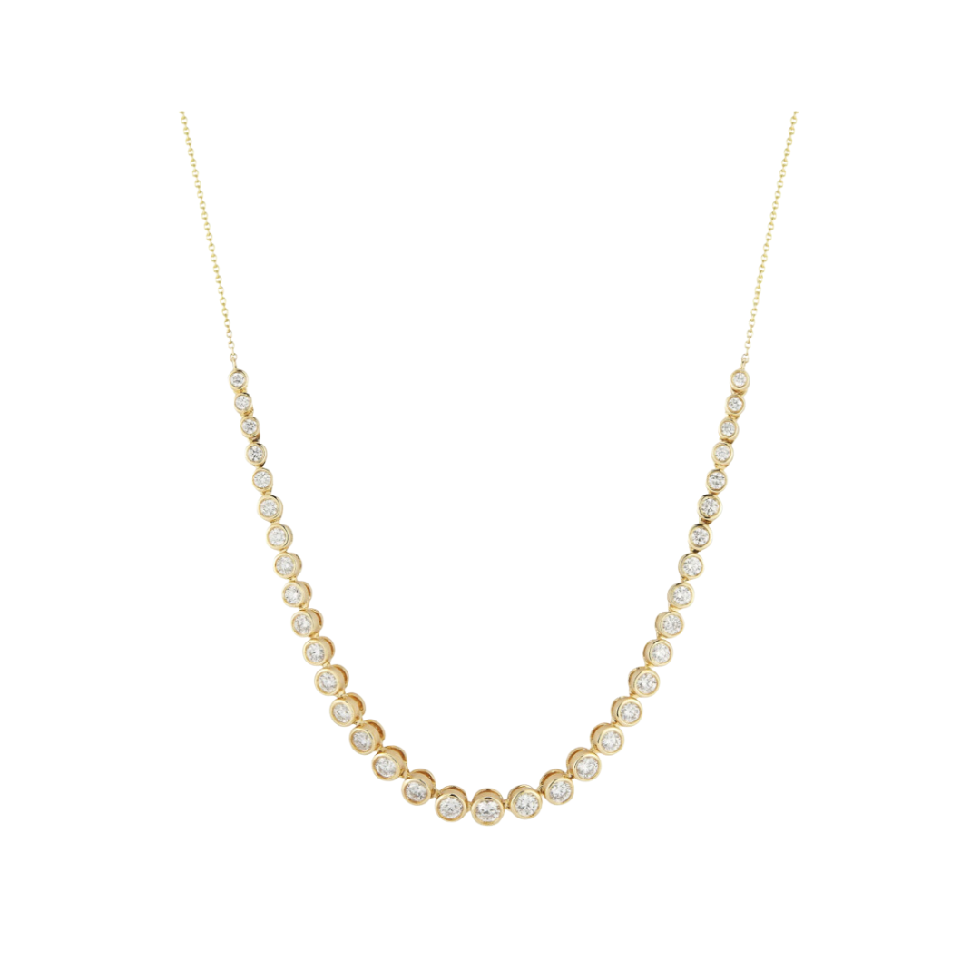 Graduate Bezel Diamond Line Tennis Necklace