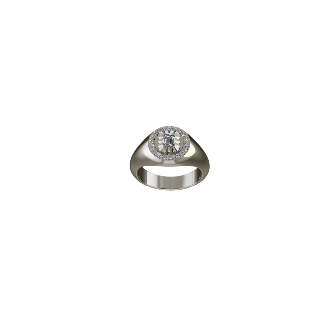 Diamond Scalloped Pinky Ring