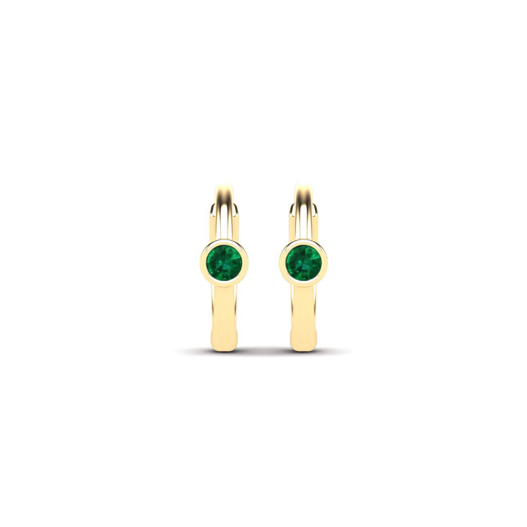 Bezel Emerald Mini Huggies