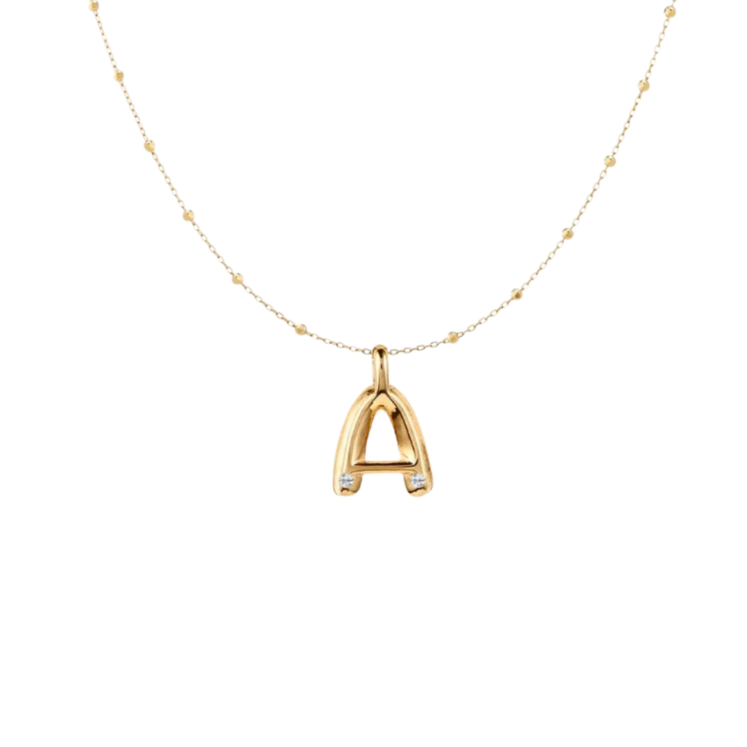 Bubble Diamond Initial Necklace - Small