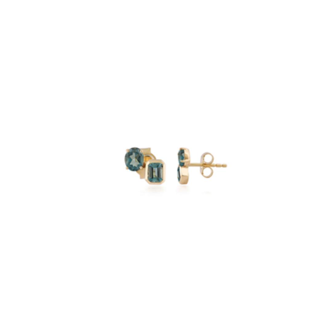 Fancy Blue Topaz Studs