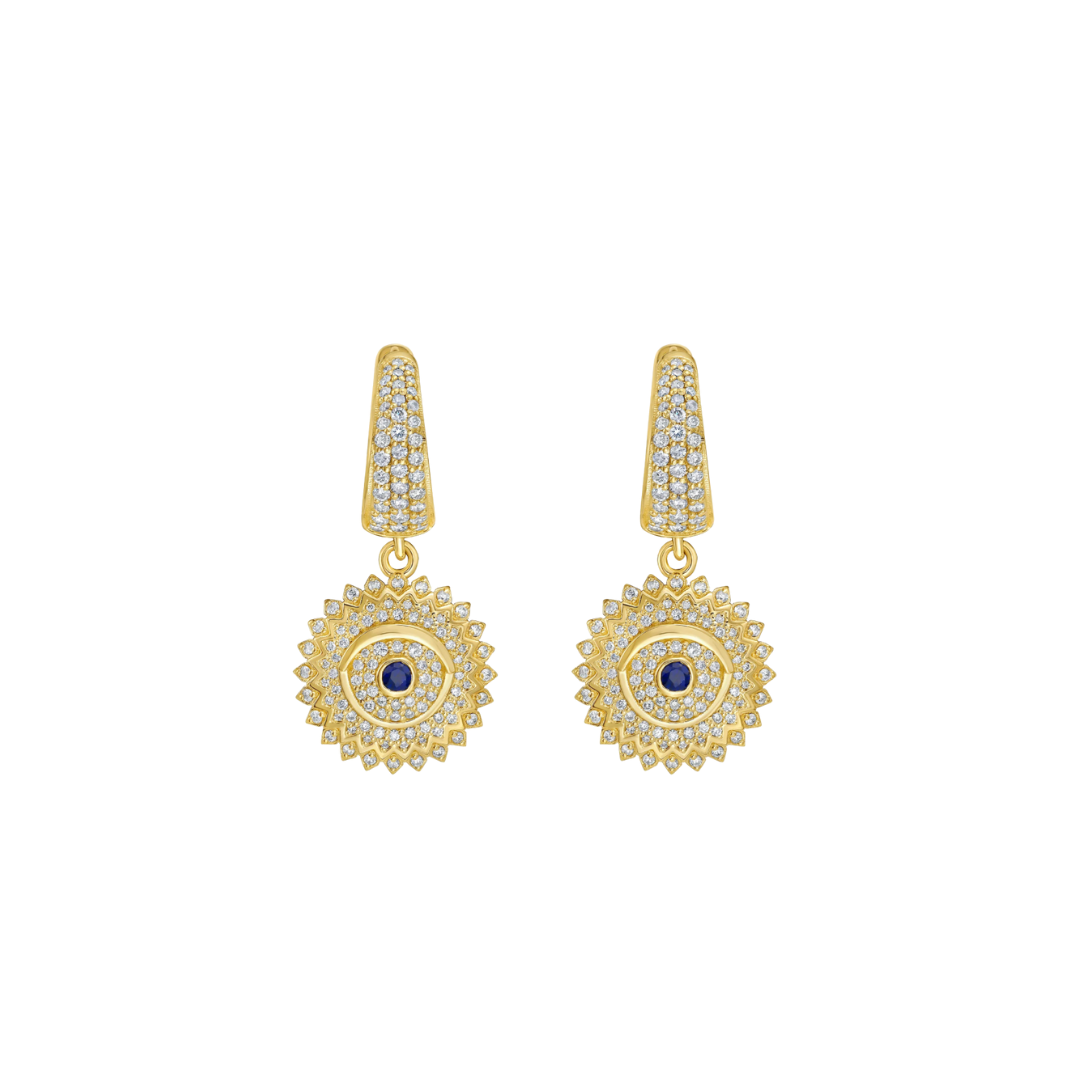 Lionheart- Soraya Evil Eye Dangle Huggie Earrings – Henri Noël