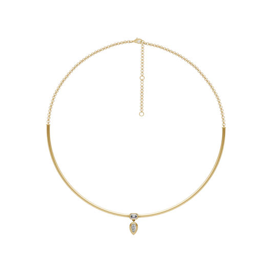 Bezel Diamond and Gold Choker
