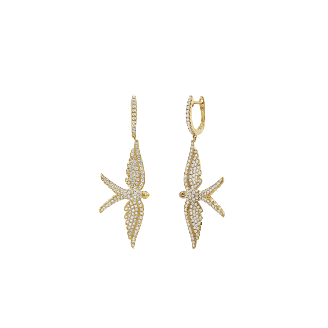 Lionheart- Wings of Love Diamond Swallow Huggie Drop Earrings – Henri Noël
