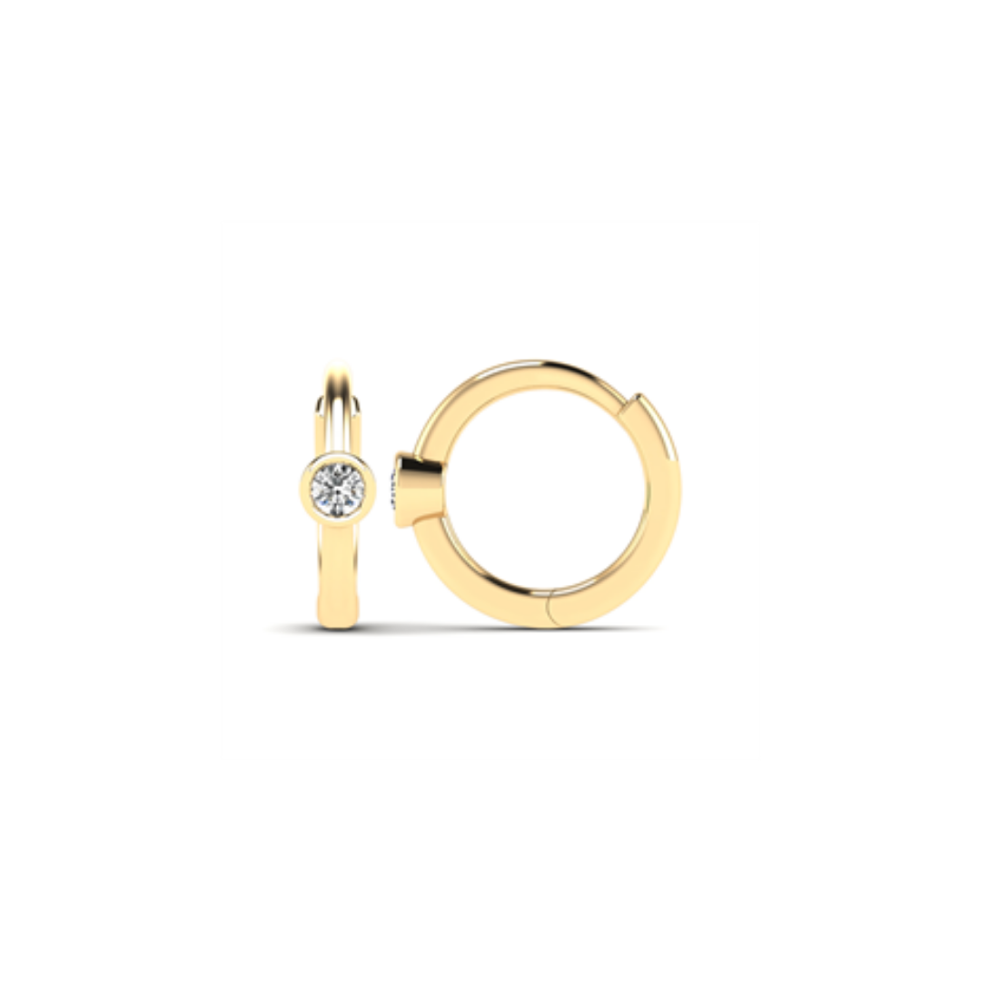 Bezel Diamond Mini Huggies