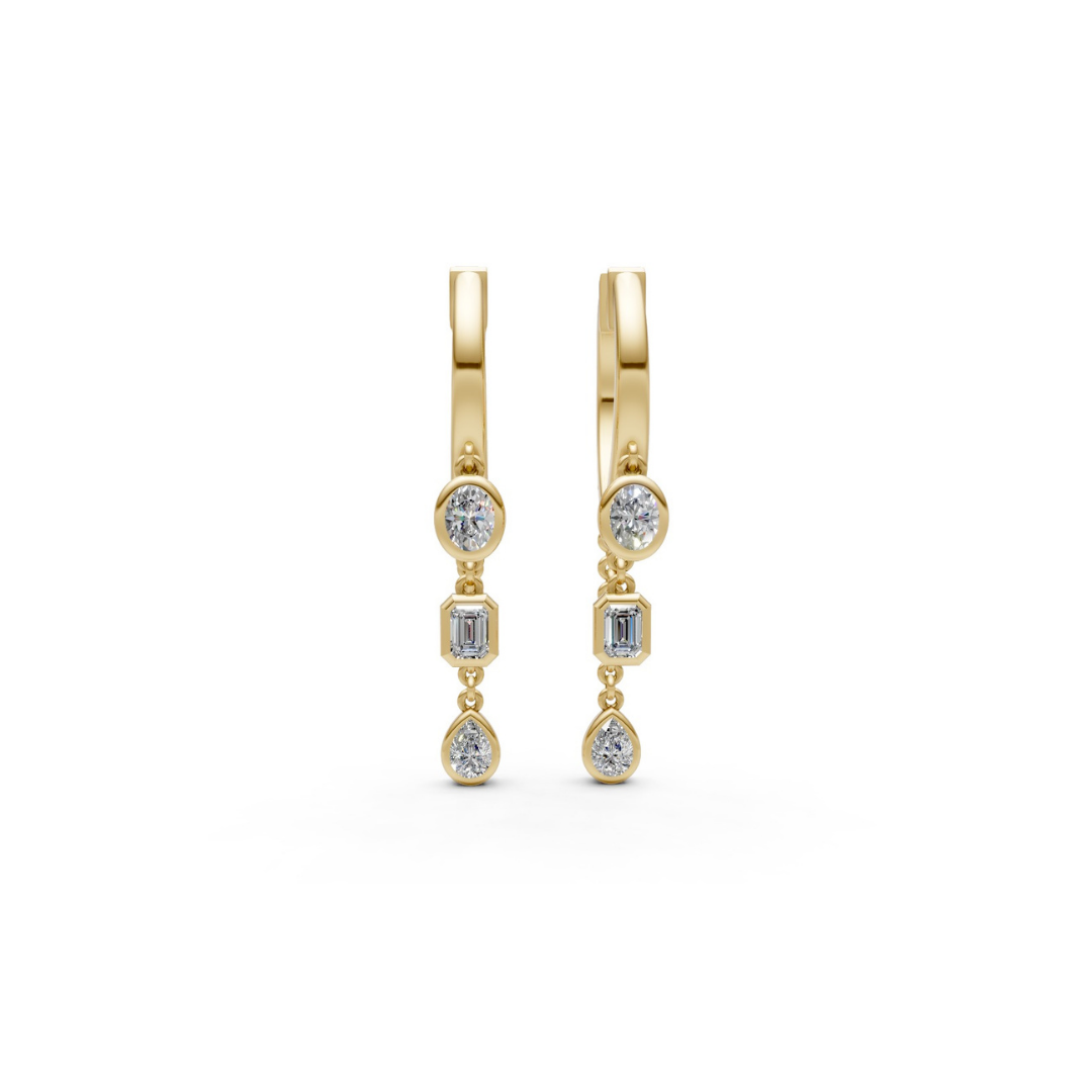 Bezel Diamond Hoop Drops