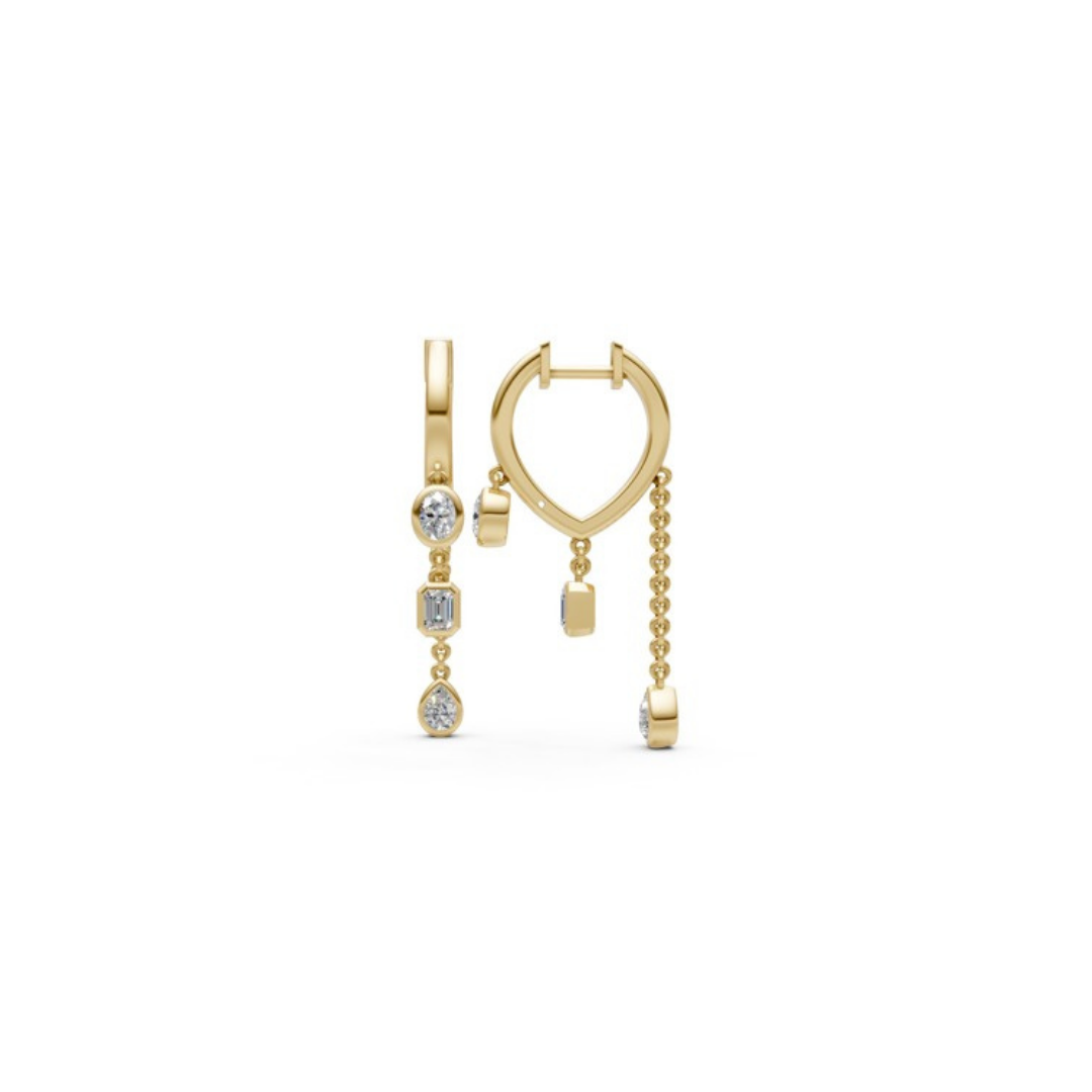 Bezel Diamond Hoop Drops