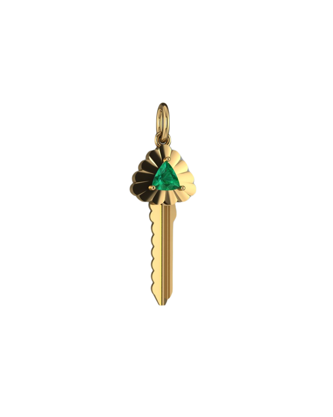 Trillion Emerald Scalloped Key