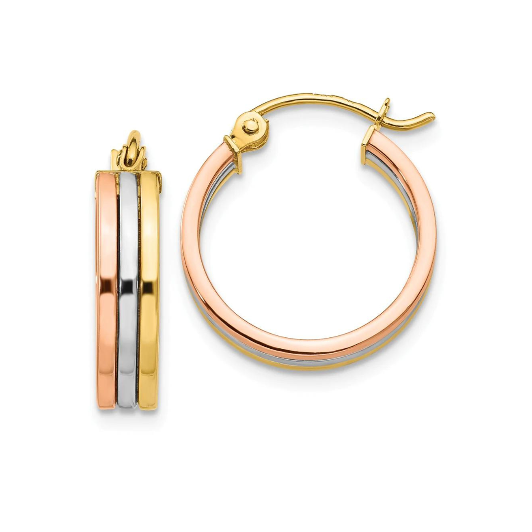 Tri Color Gold Hoops