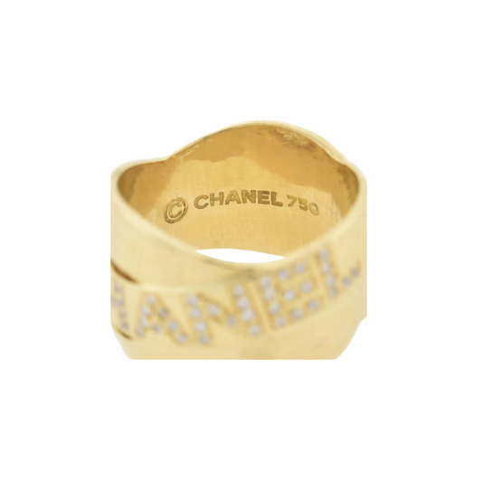 Chanel 18 Karat Gold Diamond "Bolduc" Ring