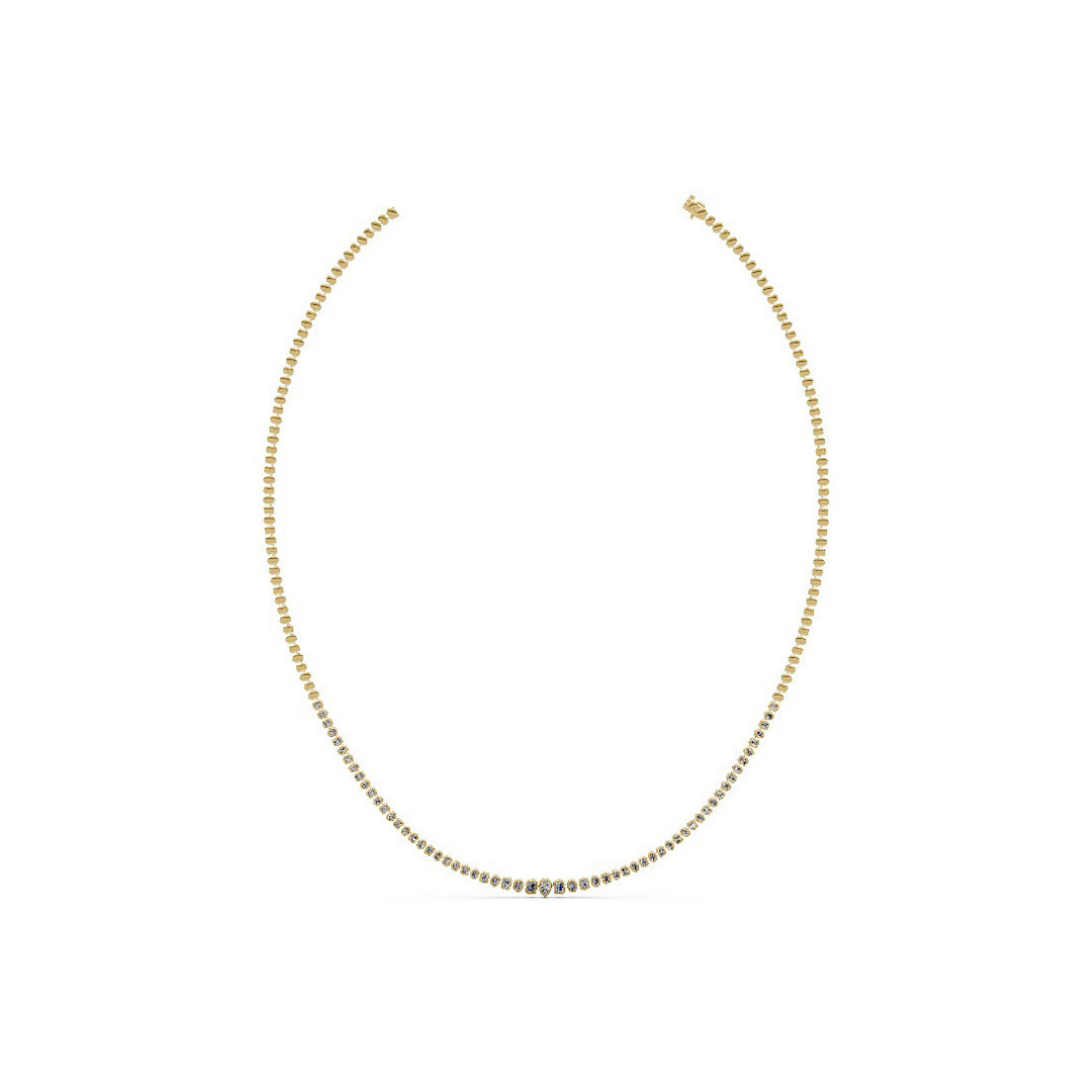 Graduated Fancy Shape Bezel Diamond Tennis Necklace