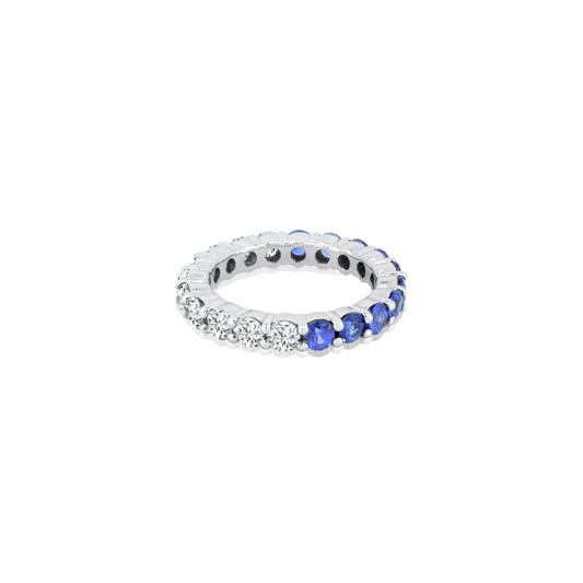 Half Blue Sapphire Half Diamond Eternity Band