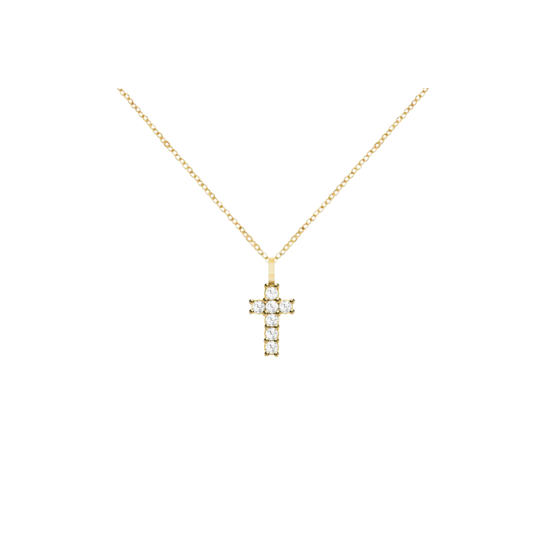 14K Gold Gemstone Cross Necklace