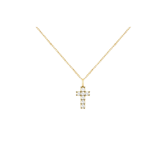 14K Gold Gemstone Cross Necklace