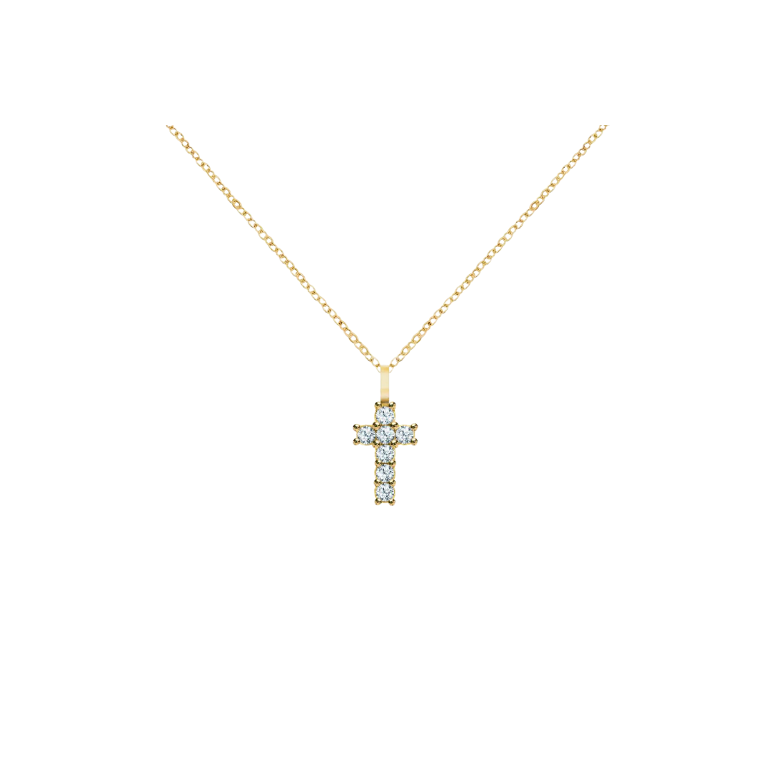 14K Gold Gemstone Cross Necklace