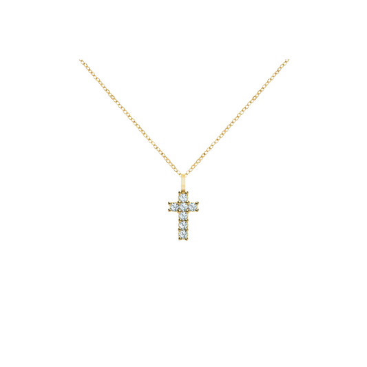 14K Gold Gemstone Cross Necklace