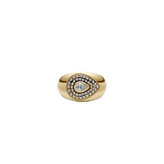 Diamond Bezel Pear Signet Ring