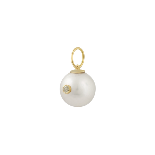 Pearl with Bezel Diamond Charm