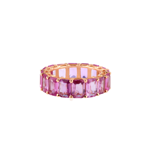 Emerald Cut Pink Sapphire Eternity Band