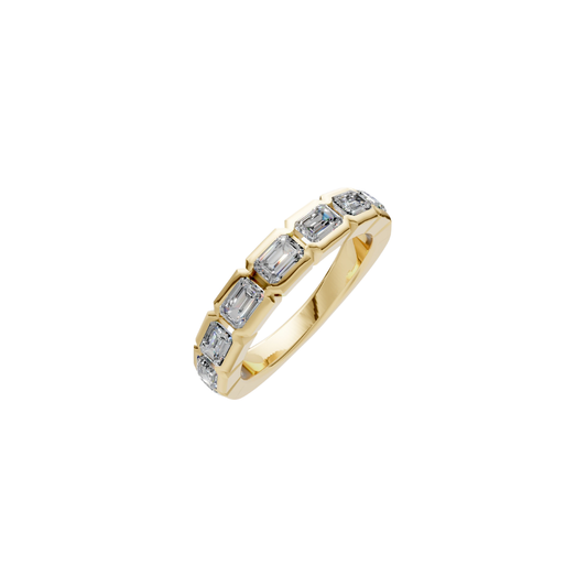 Half Bezel East West Emerald Cut Band