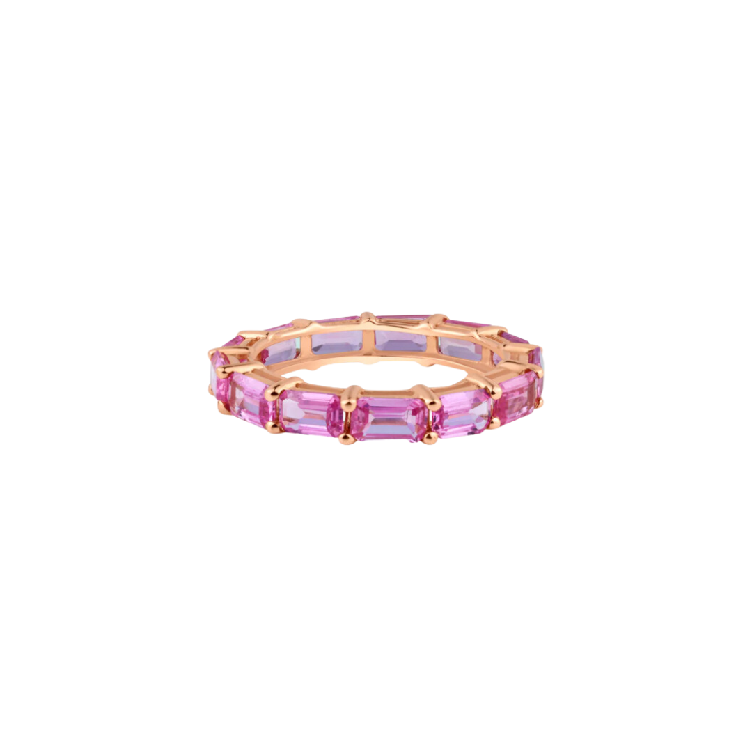 Baguette Pink Sapphire Eternity Band