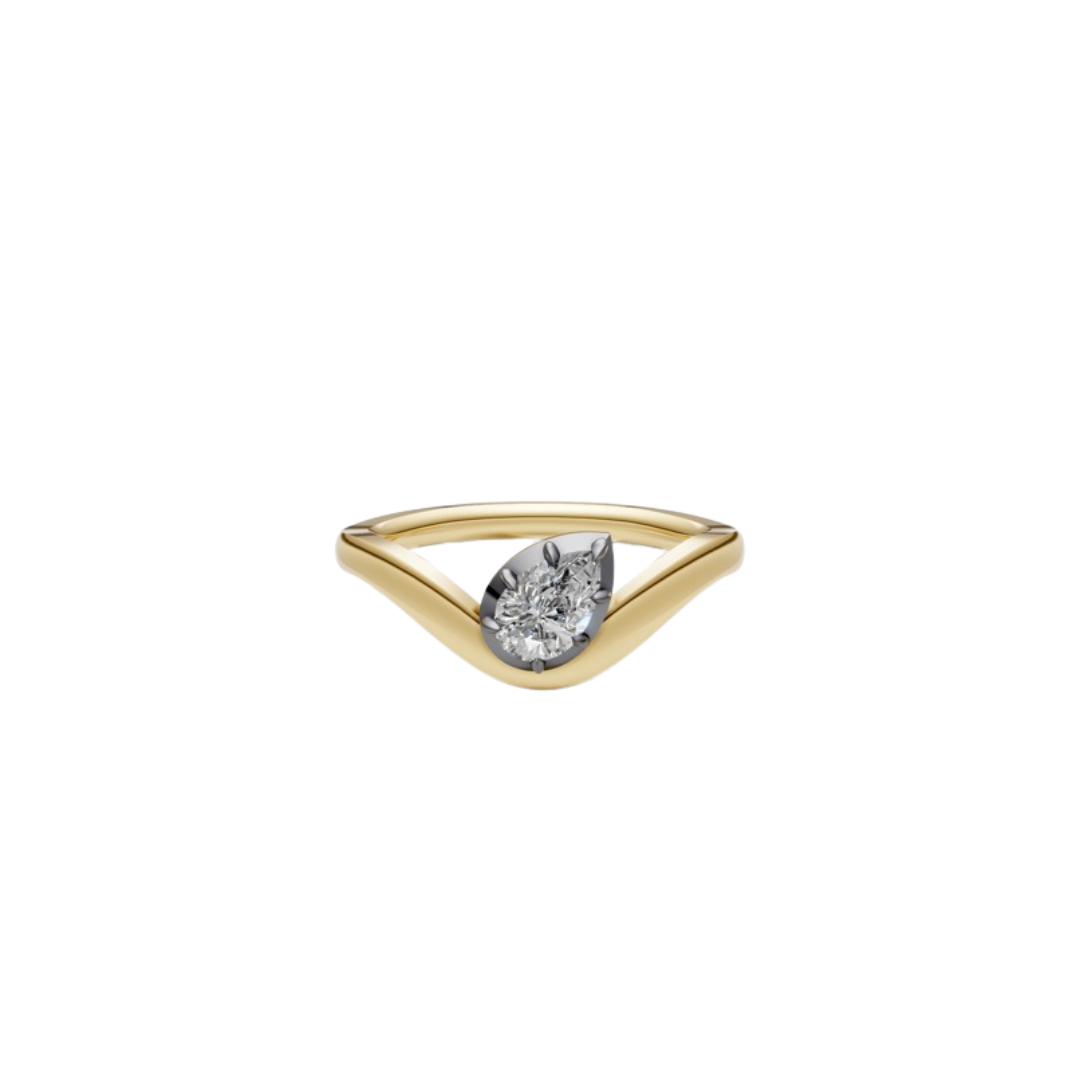 Black Rhodium Bezel Curve Ring
