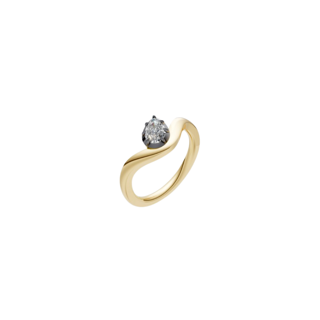 Black Rhodium Bezel Curve Ring