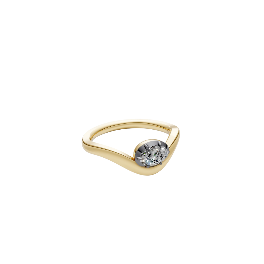 Black Rhodium Bezel Curve Ring