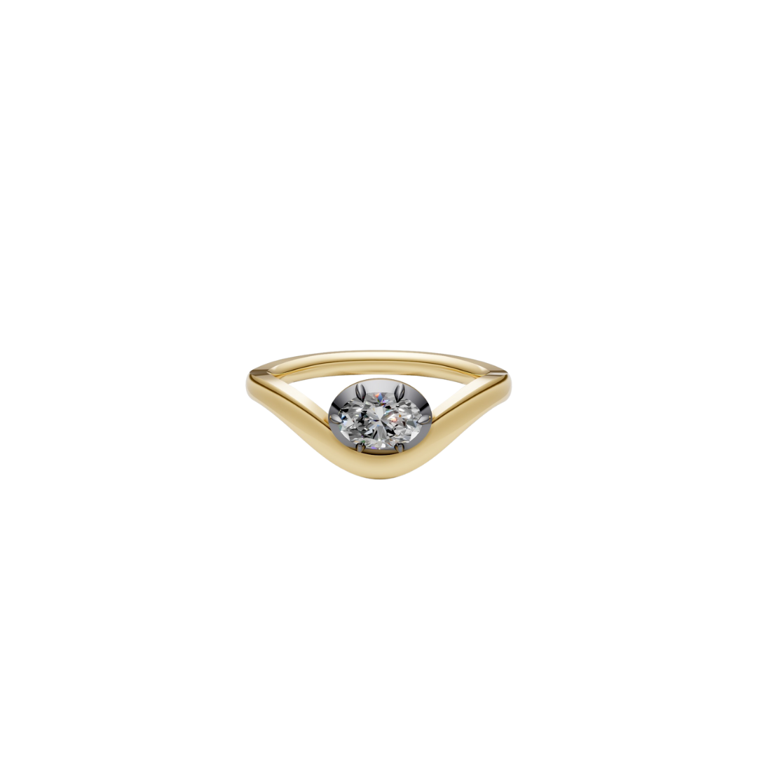 Black Rhodium Bezel Curve Ring