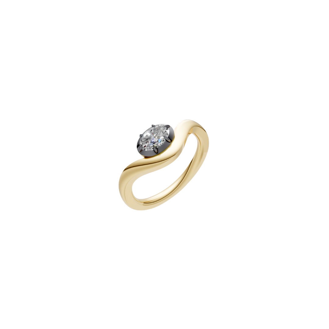 Black Rhodium Bezel Curve Ring