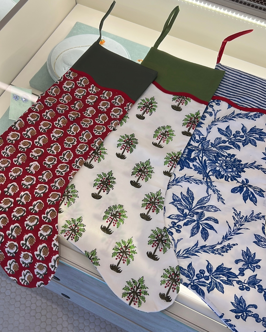 Christmas Block Print Stocking